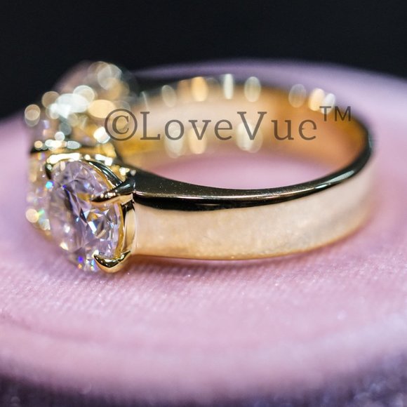 Certified 6ct. t.w. Diamond Moissanite Three Stone Engagement Wedding Ring - Picture 6 of 16